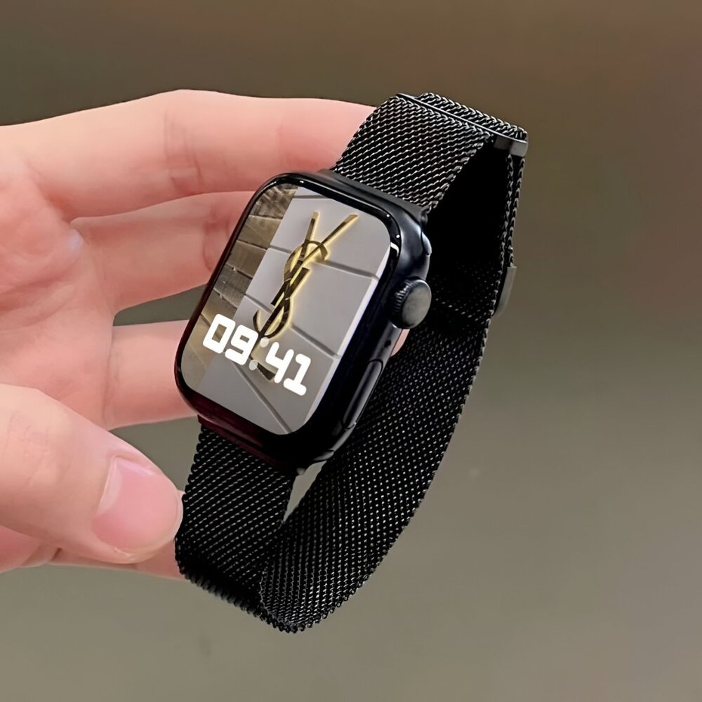 Apple Watch Band Adjustable Milanese Stylish Strap Black Stainless Band